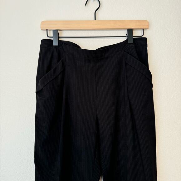 Forever 21 Women Size 6 Black Pinstripe Pleated Work Professional Pants Trousers - Picture 2 of 7